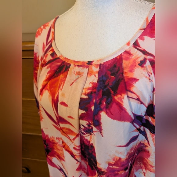 Women's APT. 9 multicolor pink splash blouse SZ 1X - Picture 3 of 12